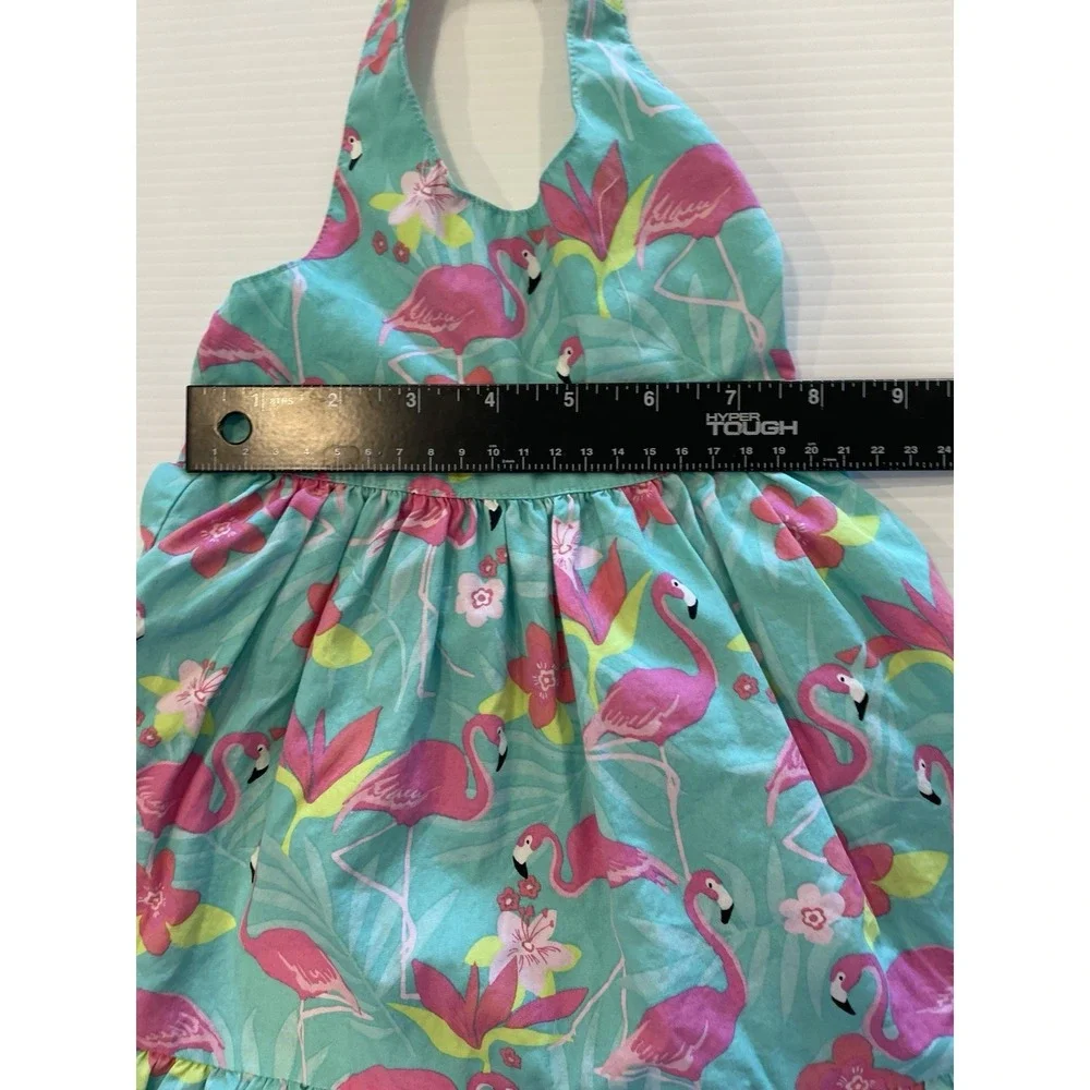 Gymboree Girls 9 12 Months Beautiful Tropical Green Flamingo Halter Dress 9m 12m